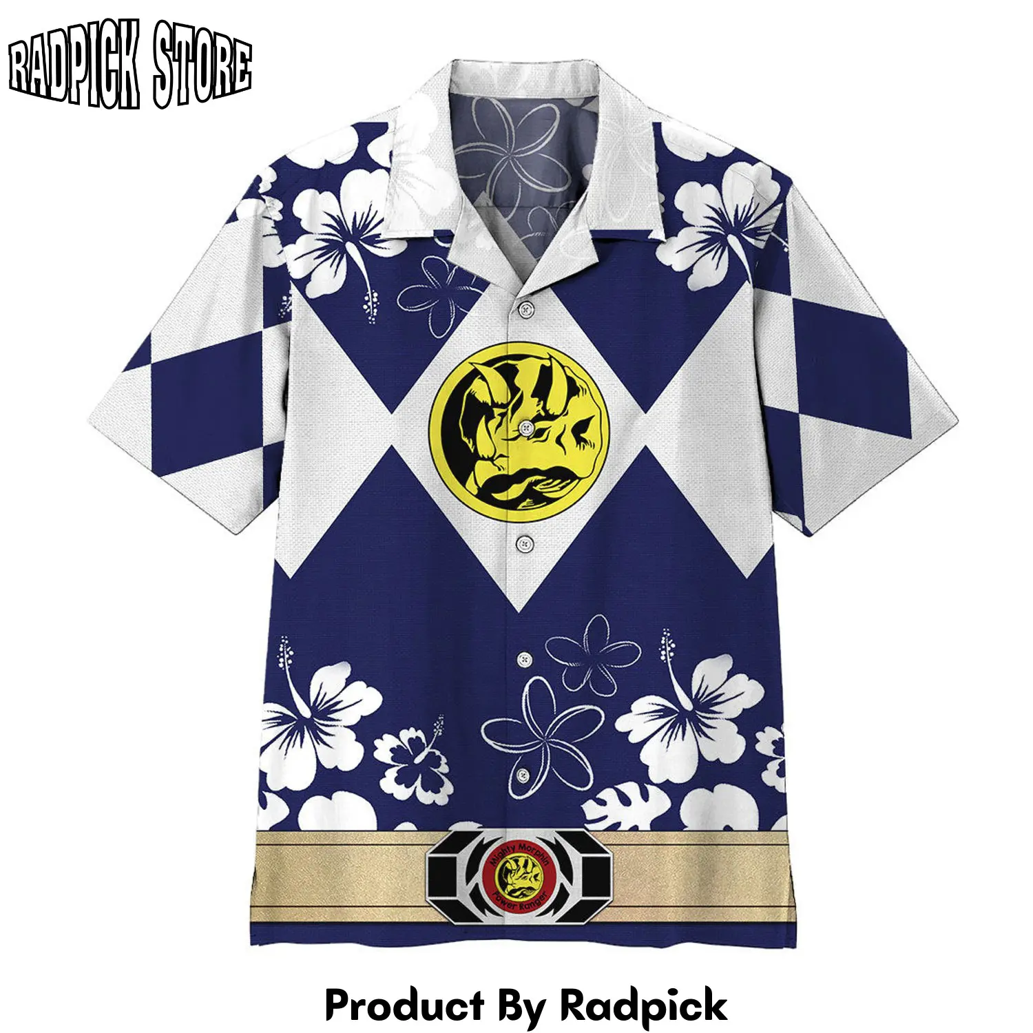 Radpick 3d mighty morphin power ranger blue hawaii shirt zzw rp292550